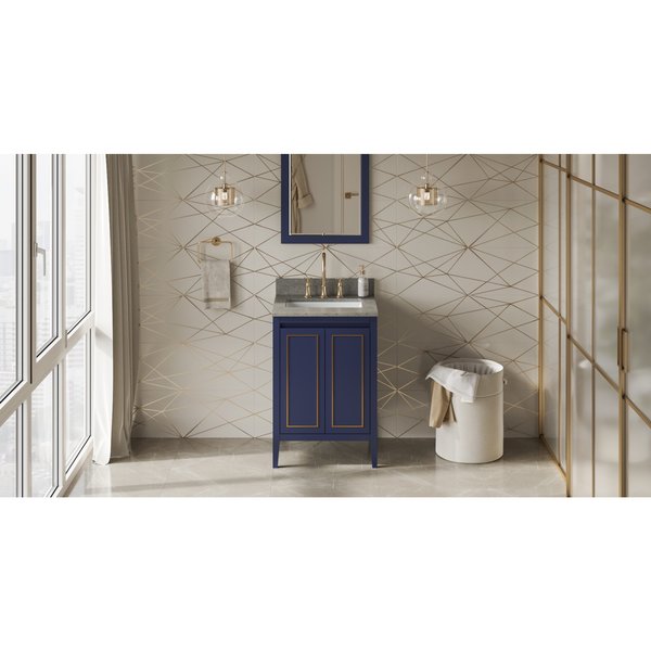 Jeffrey Alexander 24In. Hale Blue Percival Vanity, Steel Grey Cultured Marble Vanity Top, Undermount Rectangle Bowl VKITPER24BLSGR